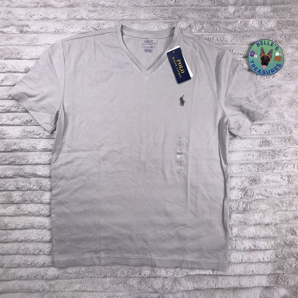 Polo Ralph Lauren Small‎ Classic Fit Cotton V-Neck Shirt Soft Gray Lounge Wear